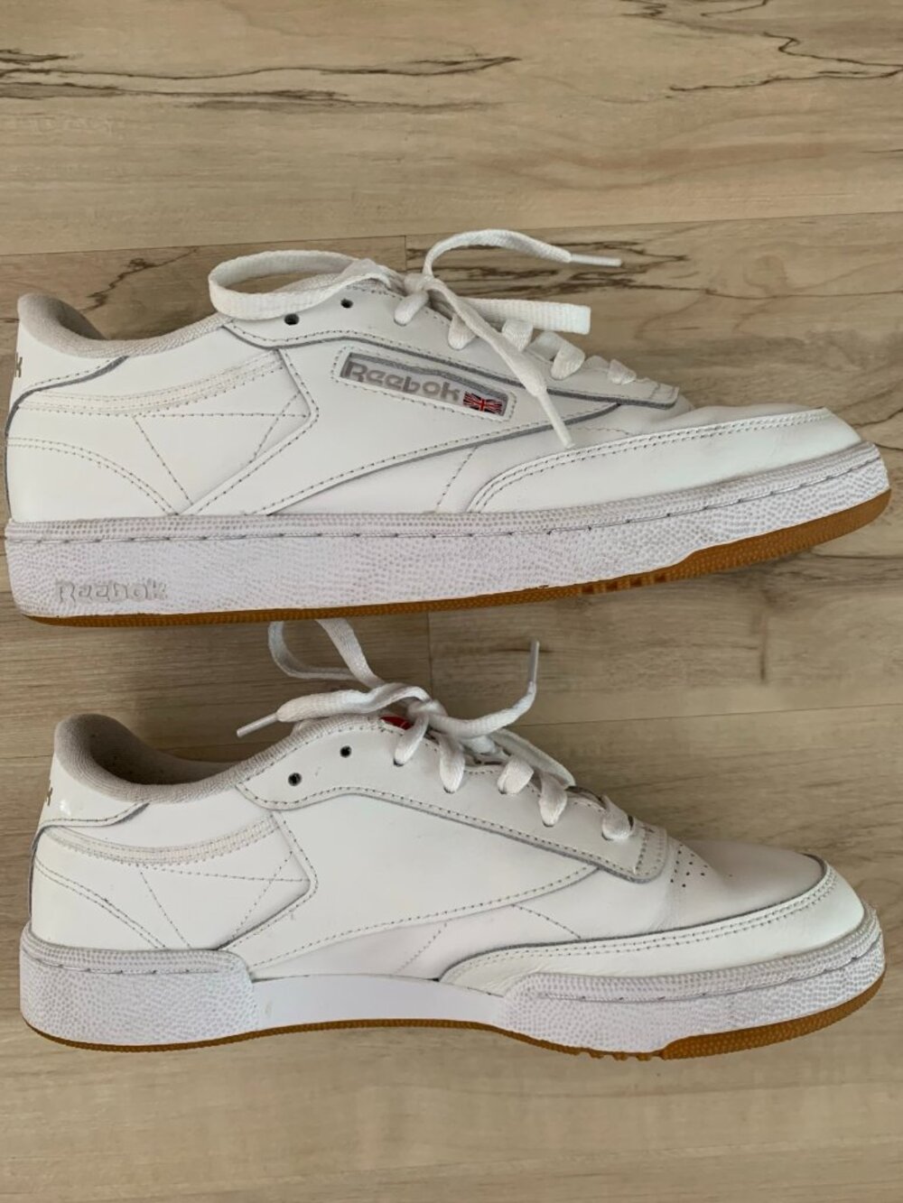 Reebok Club C 85 White Leather Sneakers Gum Sole Women's 9.5